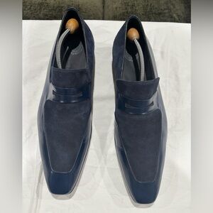 MEZLAN Claudio Blue Navy Leather & Suede slip on Loafers Mens 13M